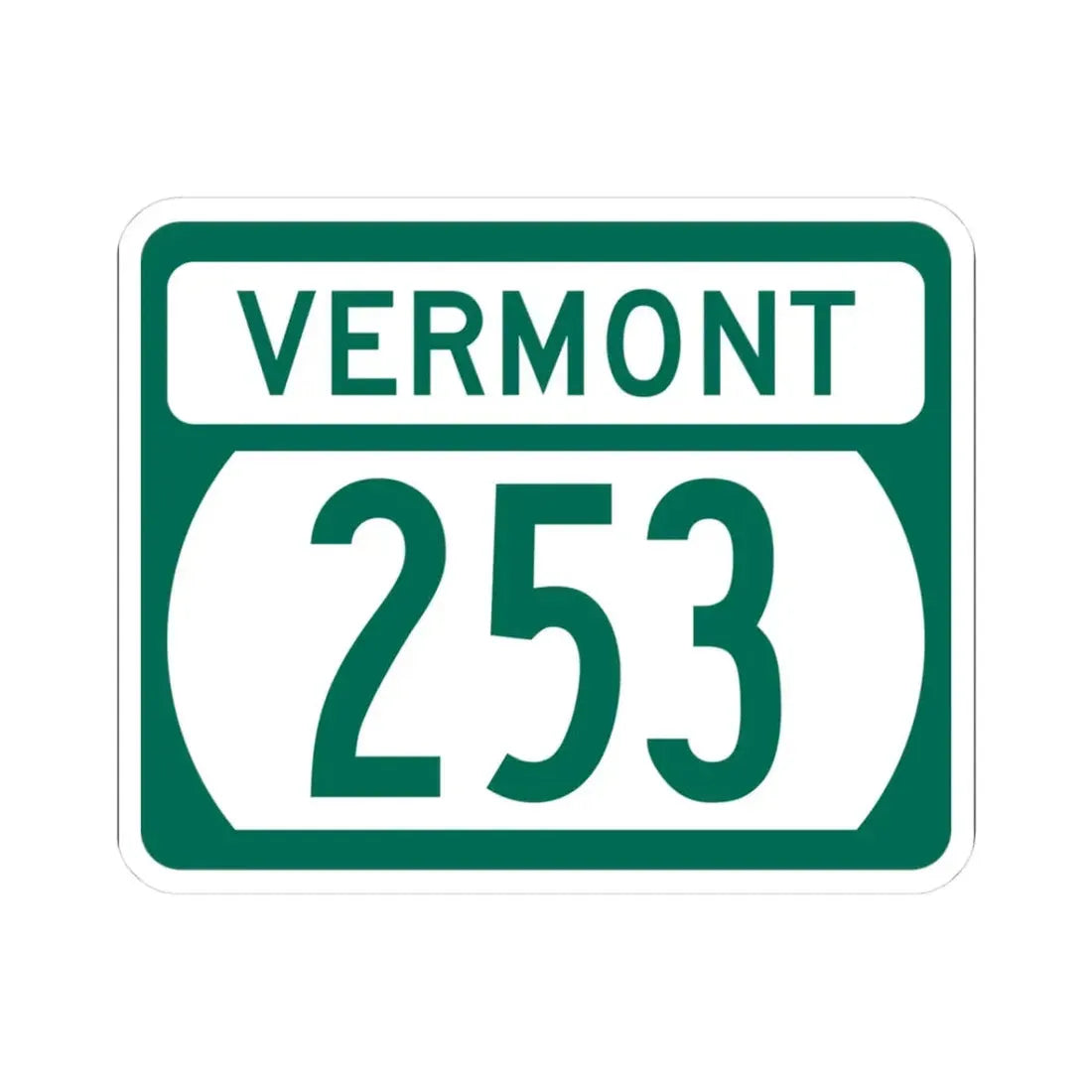 Vermont 253 (Vermont) (Road Sign) STICKER Vinyl Kiss-Cut Decal 3 Inch White - The Sticker Space