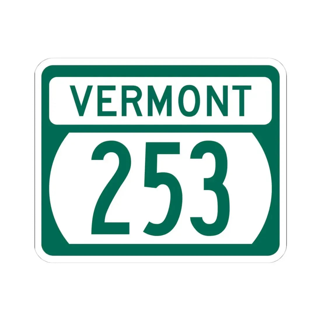 Vermont 253 (Vermont) (Road Sign) STICKER Vinyl Kiss-Cut Decal 4 Inch White - The Sticker Space