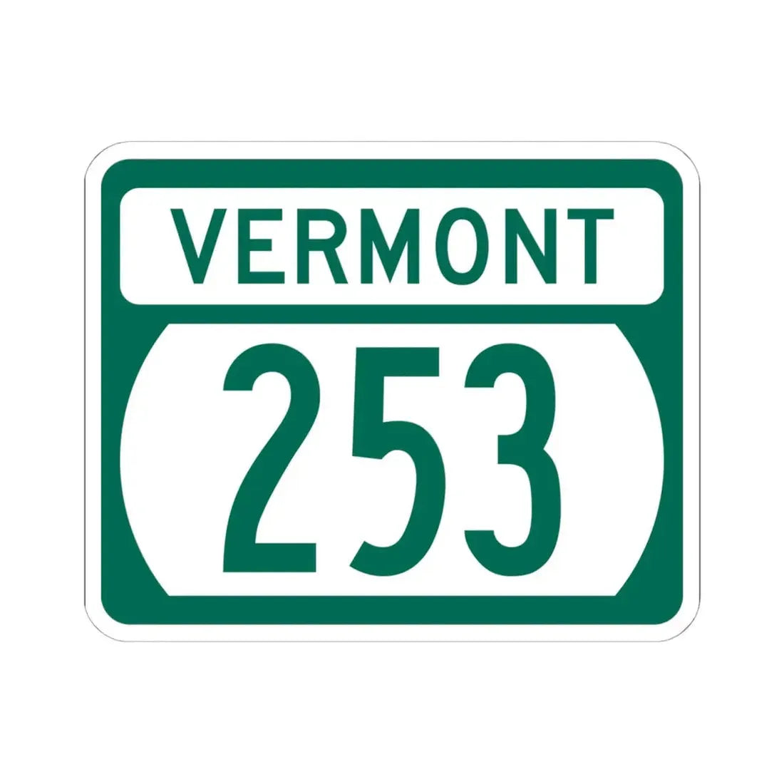 Vermont 253 (Vermont) (Road Sign) STICKER Vinyl Kiss-Cut Decal 6 Inch White - The Sticker Space