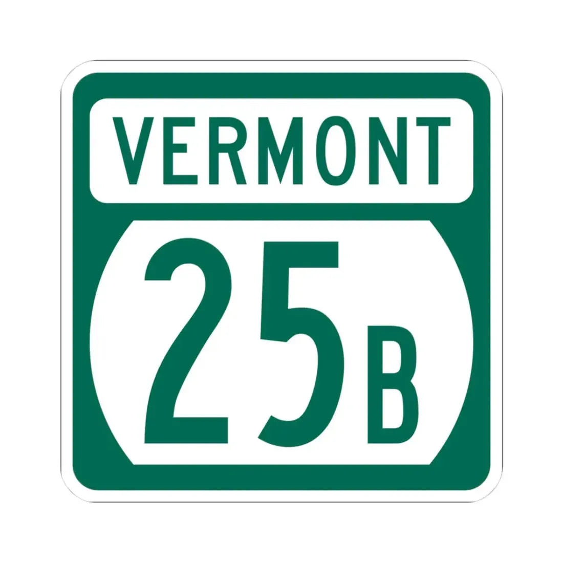 Vermont 25B (Vermont) (Road Sign) STICKER Vinyl Kiss-Cut Decal 3 Inch White - The Sticker Space