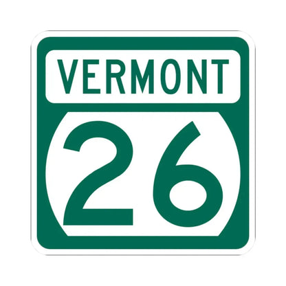 Vermont 26 (Vermont) (Road Sign) STICKER Vinyl Kiss-Cut Decal 2 Inch White - The Sticker Space