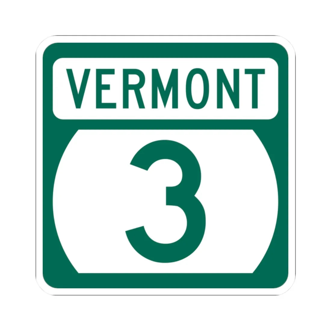 Vermont 3 (Vermont) (Road Sign) STICKER Vinyl Kiss-Cut Decal 2 Inch White - The Sticker Space