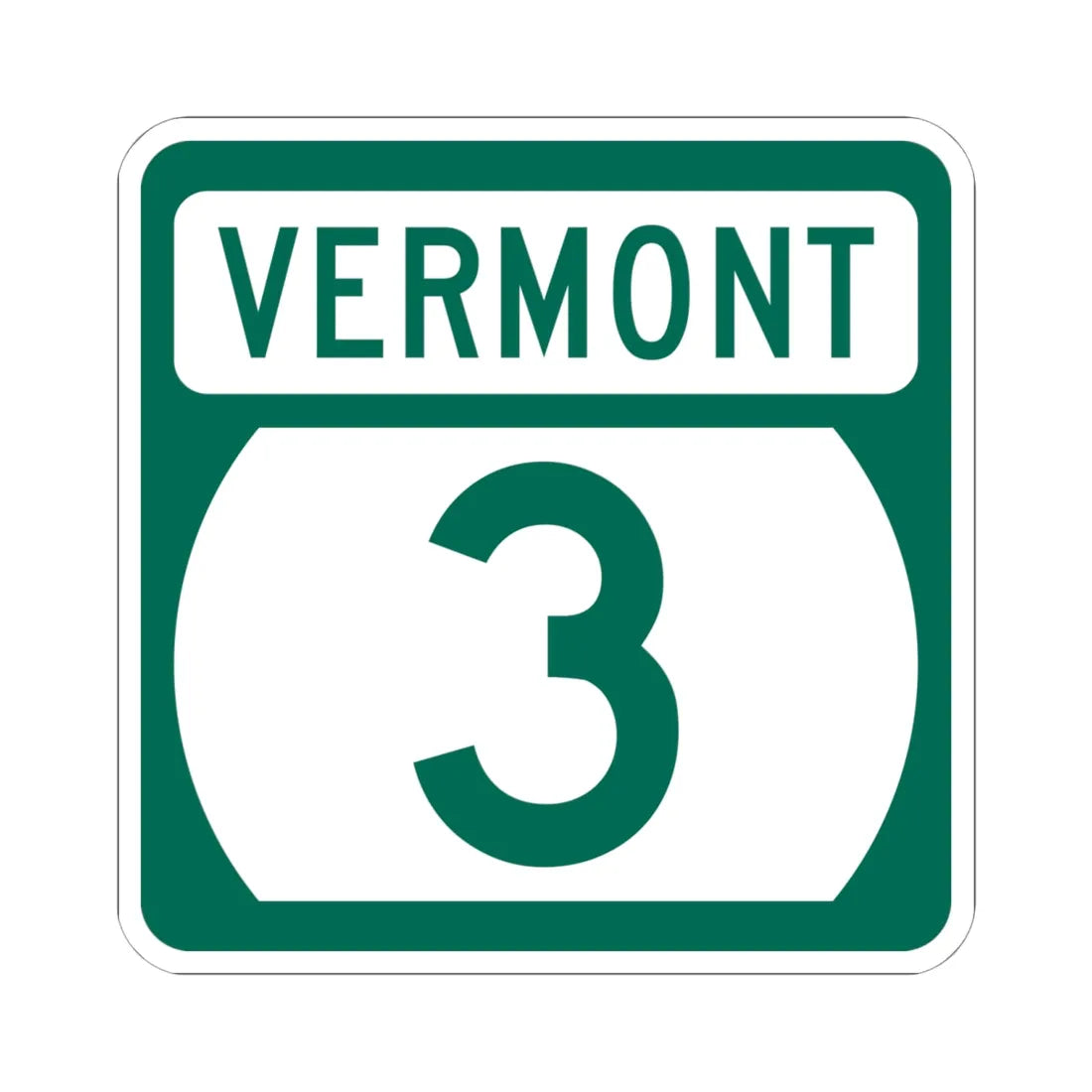 Vermont 3 (Vermont) (Road Sign) STICKER Vinyl Kiss-Cut Decal 6 Inch White - The Sticker Space