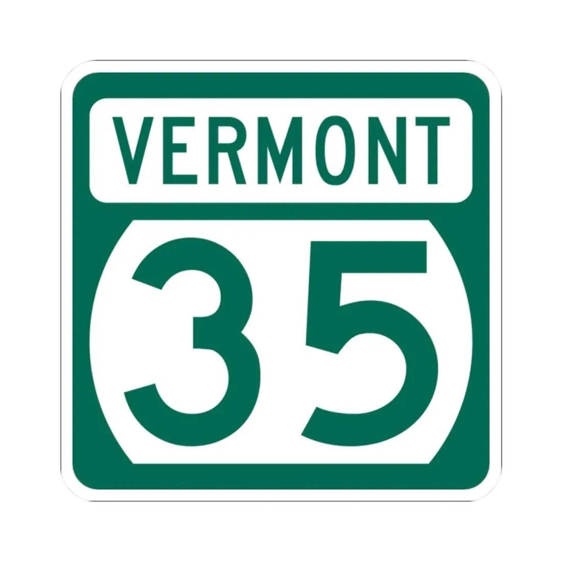 Vermont 35 (Vermont) (Road Sign) STICKER Vinyl Kiss-Cut Decal 2 Inch White - The Sticker Space