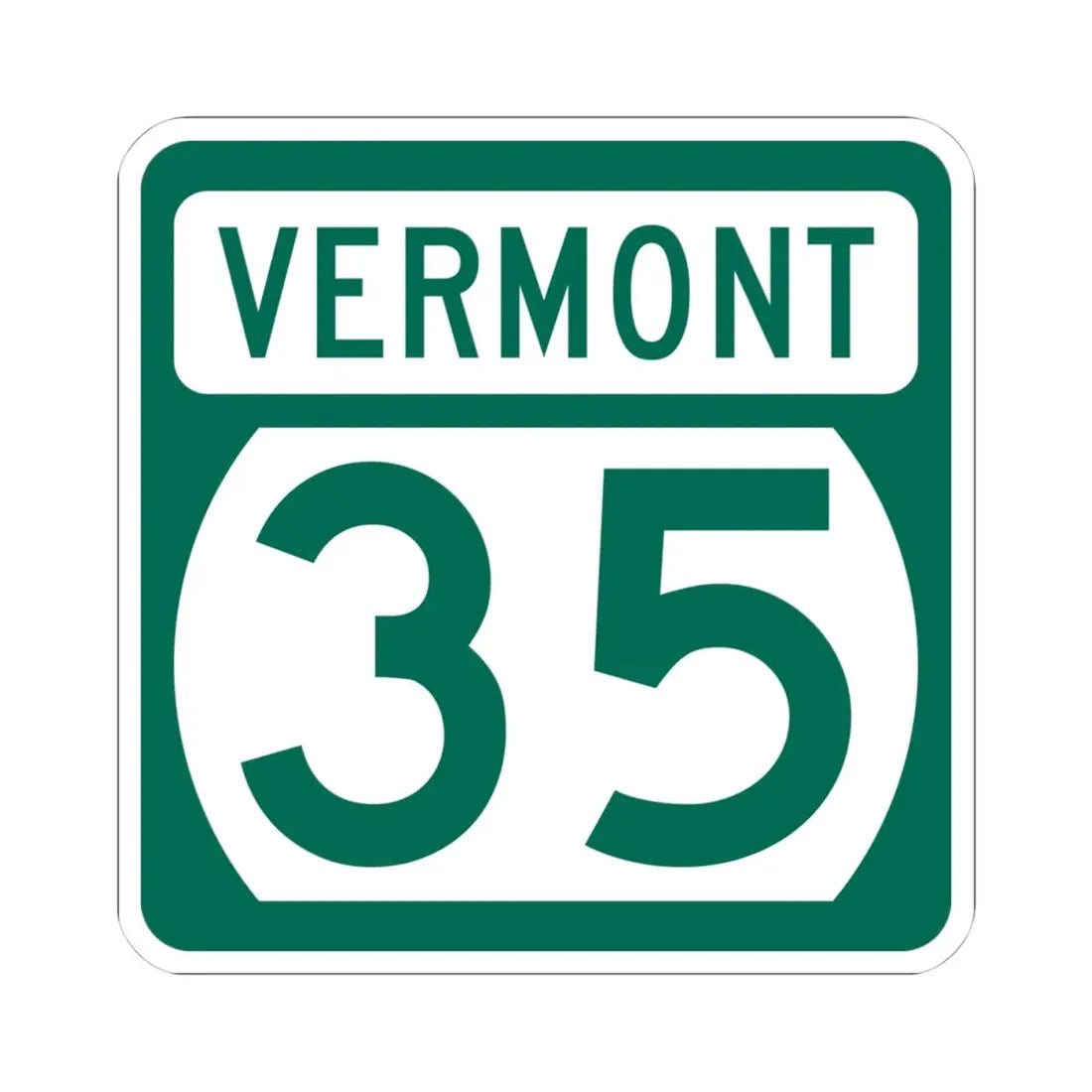 Vermont 35 (Vermont) (Road Sign) STICKER Vinyl Kiss-Cut Decal 4 Inch White - The Sticker Space
