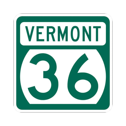 Vermont 36 (Vermont) (Road Sign) STICKER Vinyl Kiss-Cut Decal 2 Inch White - The Sticker Space