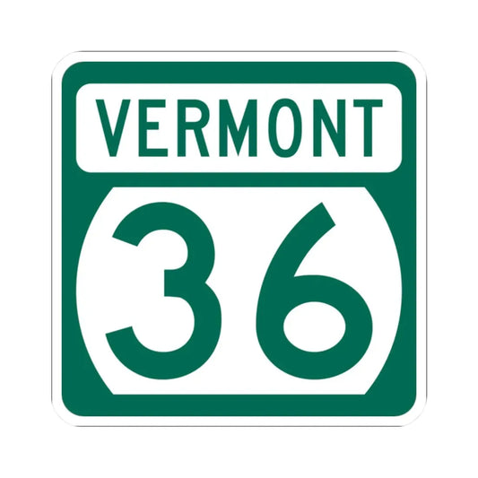 Vermont 36 (Vermont) (Road Sign) STICKER Vinyl Kiss-Cut Decal 2 Inch White - The Sticker Space