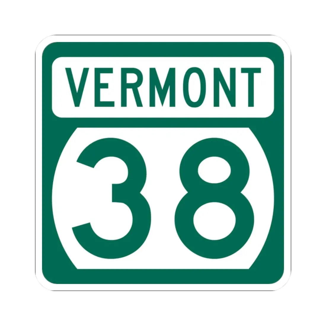 Vermont 38 (Vermont) (Road Sign) STICKER Vinyl Kiss-Cut Decal 2 Inch White - The Sticker Space