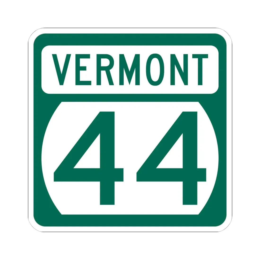 Vermont 44 (Vermont) (Road Sign) STICKER Vinyl Kiss-Cut Decal 4 Inch White - The Sticker Space