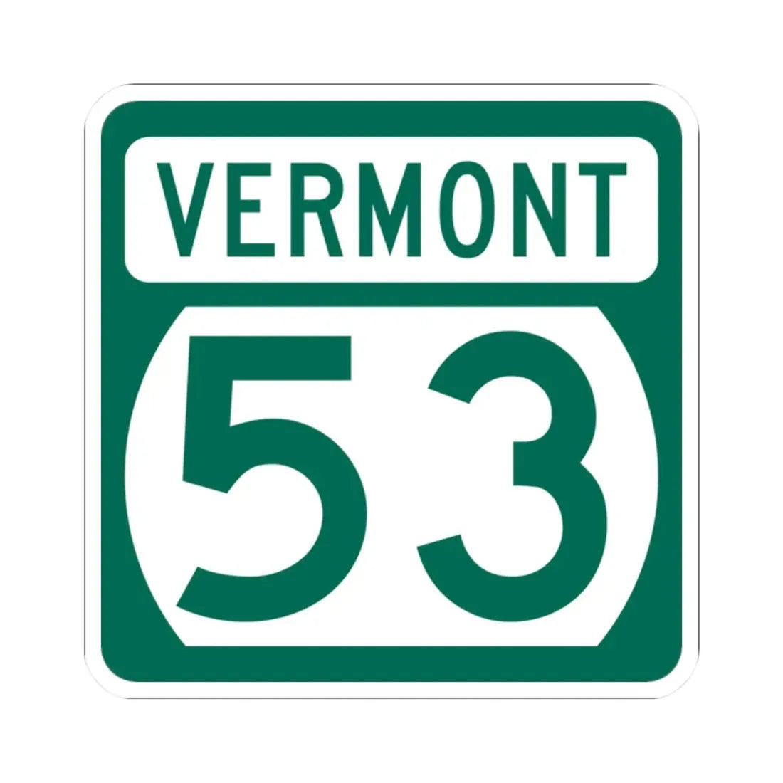 Vermont 53 (Vermont) (Road Sign) STICKER Vinyl Kiss-Cut Decal 2 Inch White - The Sticker Space