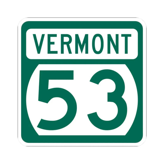 Vermont 53 (Vermont) (Road Sign) STICKER Vinyl Kiss-Cut Decal 2 Inch White - The Sticker Space