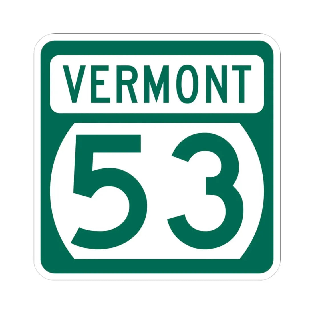 Vermont 53 (Vermont) (Road Sign) STICKER Vinyl Kiss-Cut Decal 3 Inch White - The Sticker Space