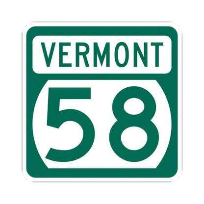 Vermont 58 (Vermont) (Road Sign) STICKER Vinyl Kiss-Cut Decal 2 Inch White - The Sticker Space
