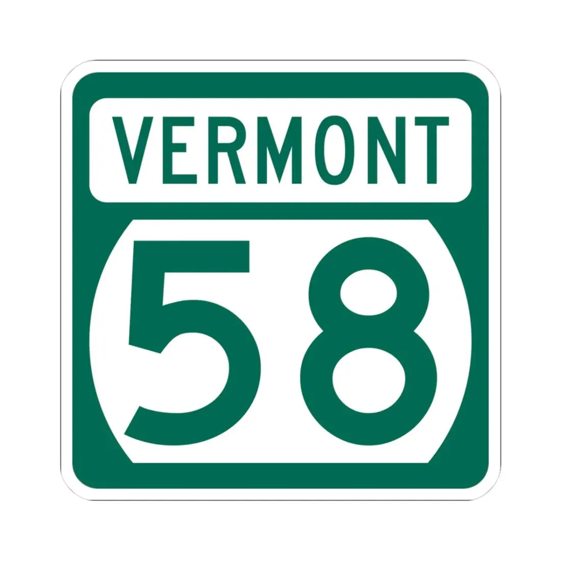Vermont 58 (Vermont) (Road Sign) STICKER Vinyl Kiss-Cut Decal 3 Inch White - The Sticker Space