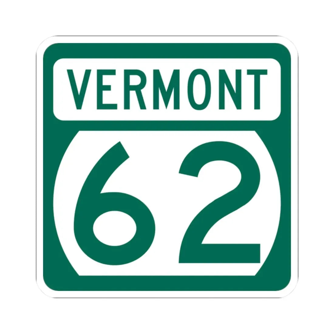 Vermont 62 (Vermont) (Road Sign) STICKER Vinyl Kiss-Cut Decal 2 Inch White - The Sticker Space