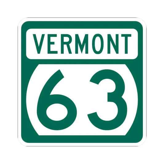 Vermont 63 (Vermont) (Road Sign) STICKER Vinyl Kiss-Cut Decal 2 Inch White - The Sticker Space