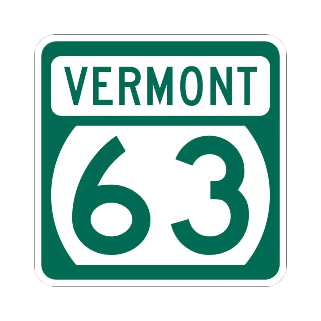 Vermont 63 (Vermont) (Road Sign) STICKER Vinyl Kiss-Cut Decal 3 Inch White - The Sticker Space