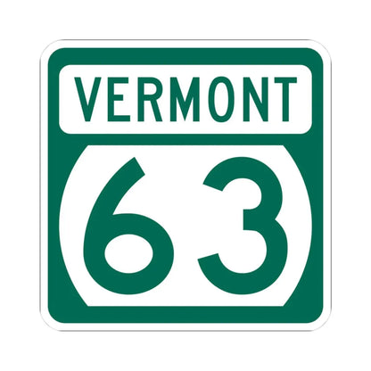 Vermont 63 (Vermont) (Road Sign) STICKER Vinyl Kiss-Cut Decal 3 Inch White - The Sticker Space