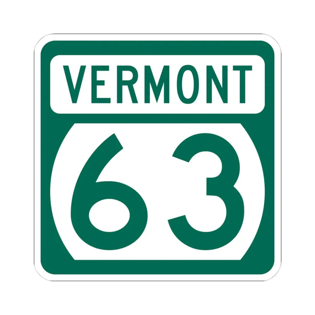 Vermont 63 (Vermont) (Road Sign) STICKER Vinyl Kiss-Cut Decal 4 Inch White - The Sticker Space