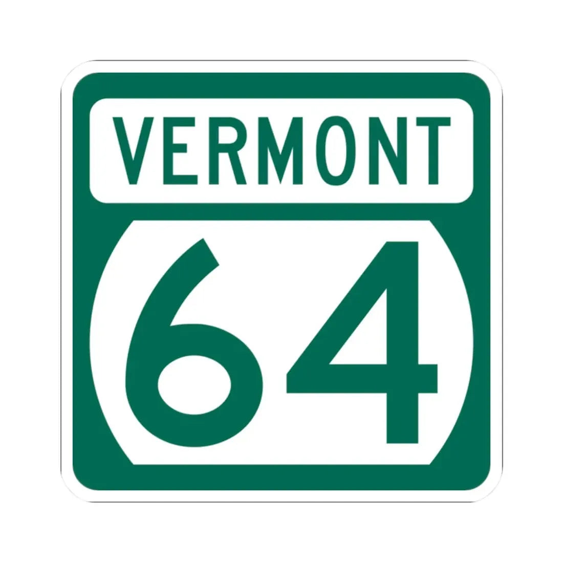Vermont 64 (Vermont) (Road Sign) STICKER Vinyl Kiss-Cut Decal 2 Inch White - The Sticker Space