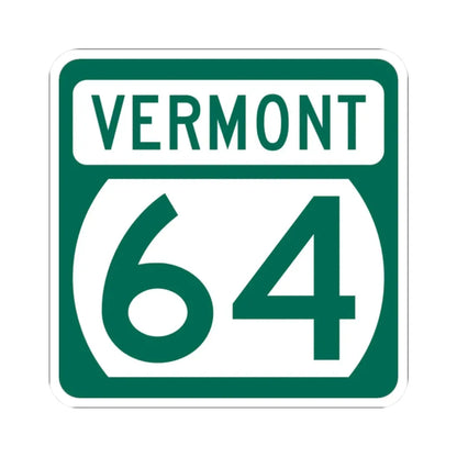 Vermont 64 (Vermont) (Road Sign) STICKER Vinyl Kiss-Cut Decal 2 Inch White - The Sticker Space