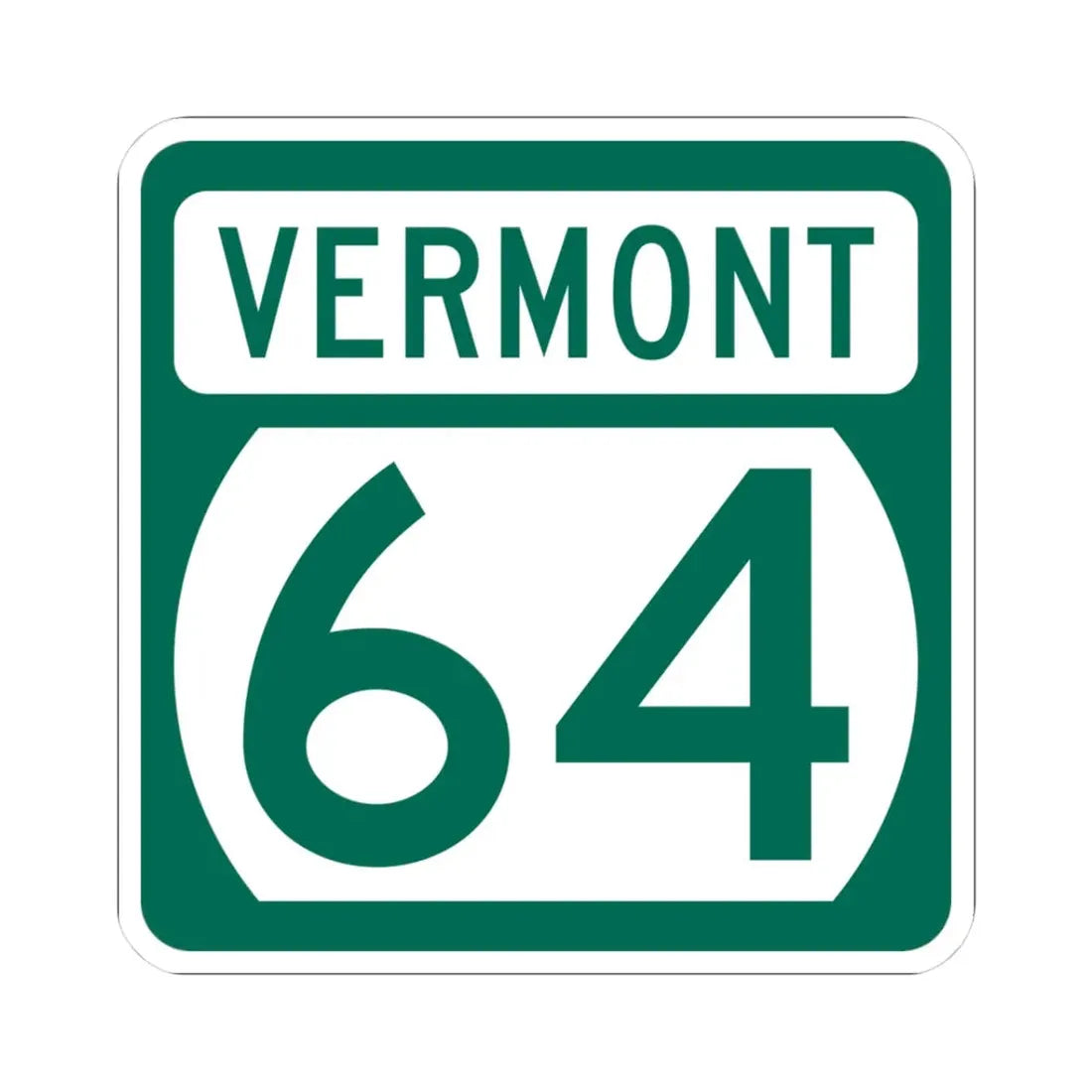 Vermont 64 (Vermont) (Road Sign) STICKER Vinyl Kiss-Cut Decal 3 Inch White - The Sticker Space