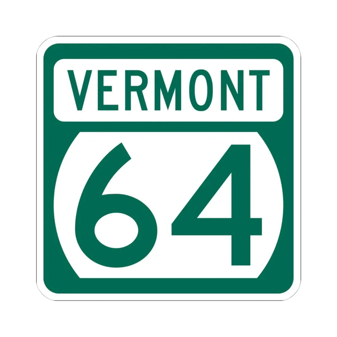 Vermont 64 (Vermont) (Road Sign) STICKER Vinyl Kiss-Cut Decal 4 Inch White - The Sticker Space