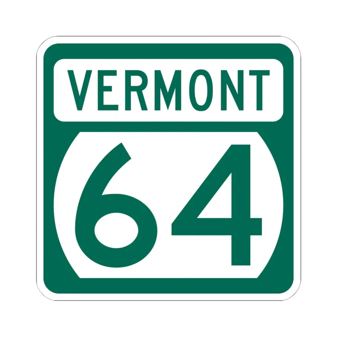 Vermont 64 (Vermont) (Road Sign) STICKER Vinyl Kiss-Cut Decal 6 Inch White - The Sticker Space