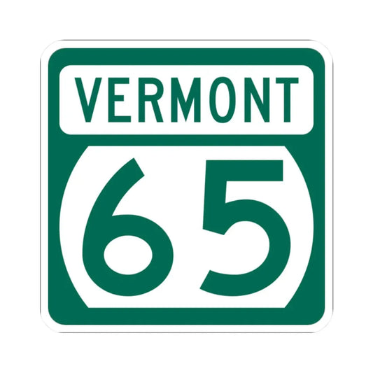 Vermont 65 (Vermont) (Road Sign) STICKER Vinyl Kiss-Cut Decal 2 Inch White - The Sticker Space