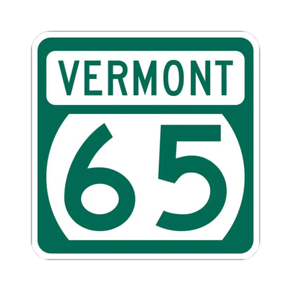 Vermont 65 (Vermont) (Road Sign) STICKER Vinyl Kiss-Cut Decal 3 Inch White - The Sticker Space