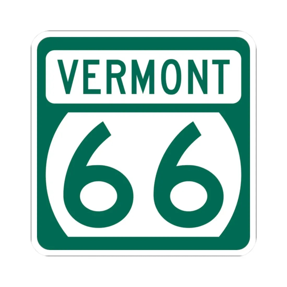 Vermont 66 (Vermont) (Road Sign) STICKER Vinyl Kiss-Cut Decal 2 Inch White - The Sticker Space