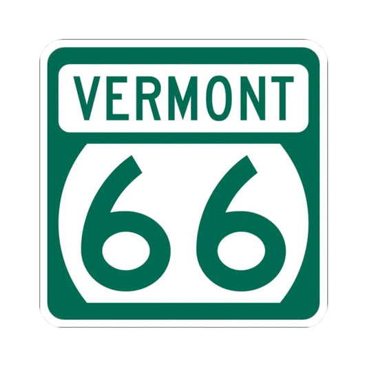 Vermont 66 (Vermont) (Road Sign) STICKER Vinyl Kiss-Cut Decal 2 Inch White - The Sticker Space