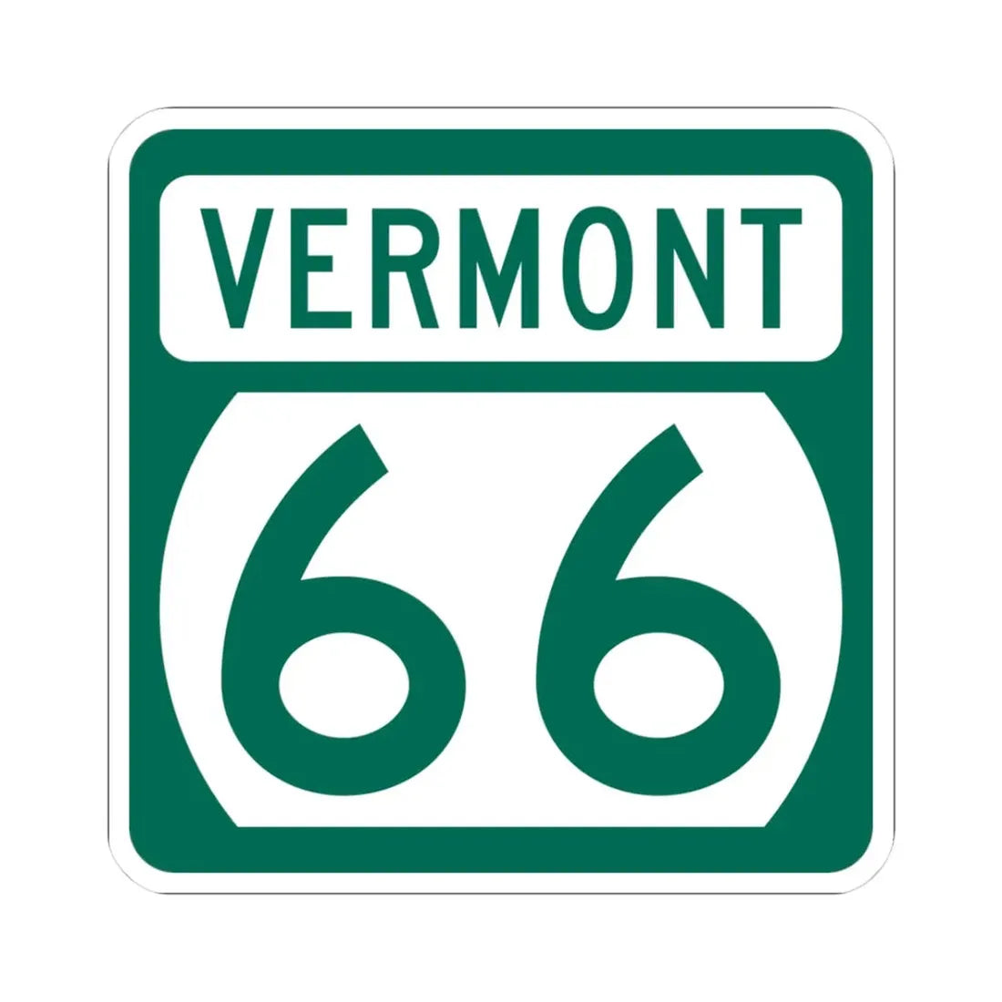 Vermont 66 (Vermont) (Road Sign) STICKER Vinyl Kiss-Cut Decal 3 Inch White - The Sticker Space