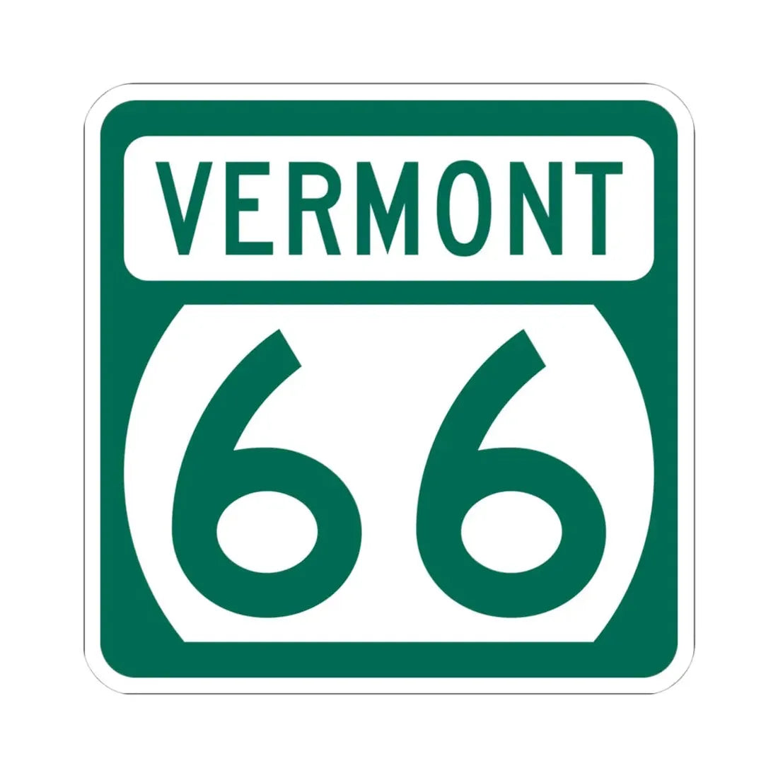 Vermont 66 (Vermont) (Road Sign) STICKER Vinyl Kiss-Cut Decal 4 Inch White - The Sticker Space