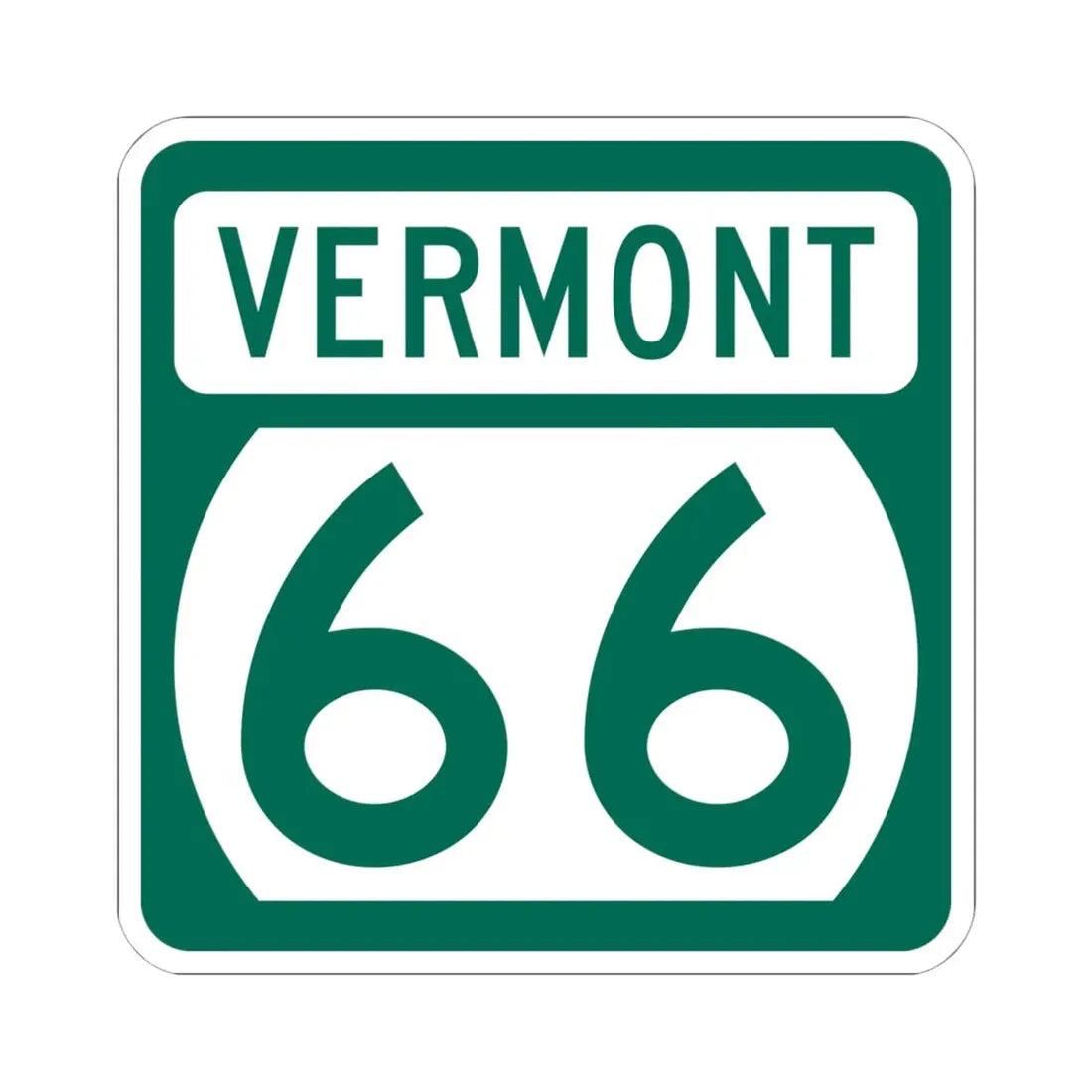 Vermont 66 (Vermont) (Road Sign) STICKER Vinyl Kiss-Cut Decal 6 Inch White - The Sticker Space