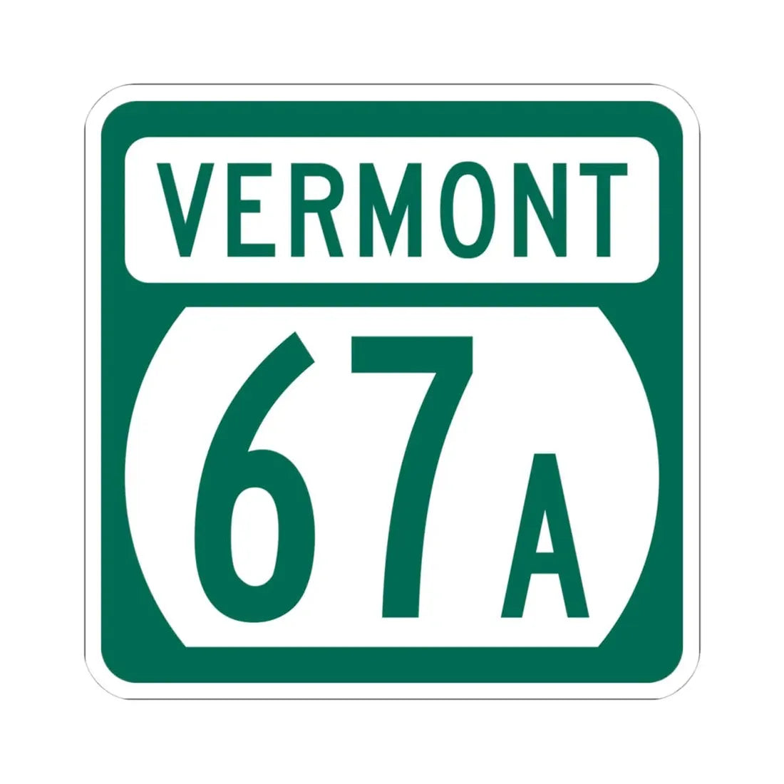 Vermont 67A (Vermont) (Road Sign) STICKER Vinyl Kiss-Cut Decal 4 Inch White - The Sticker Space