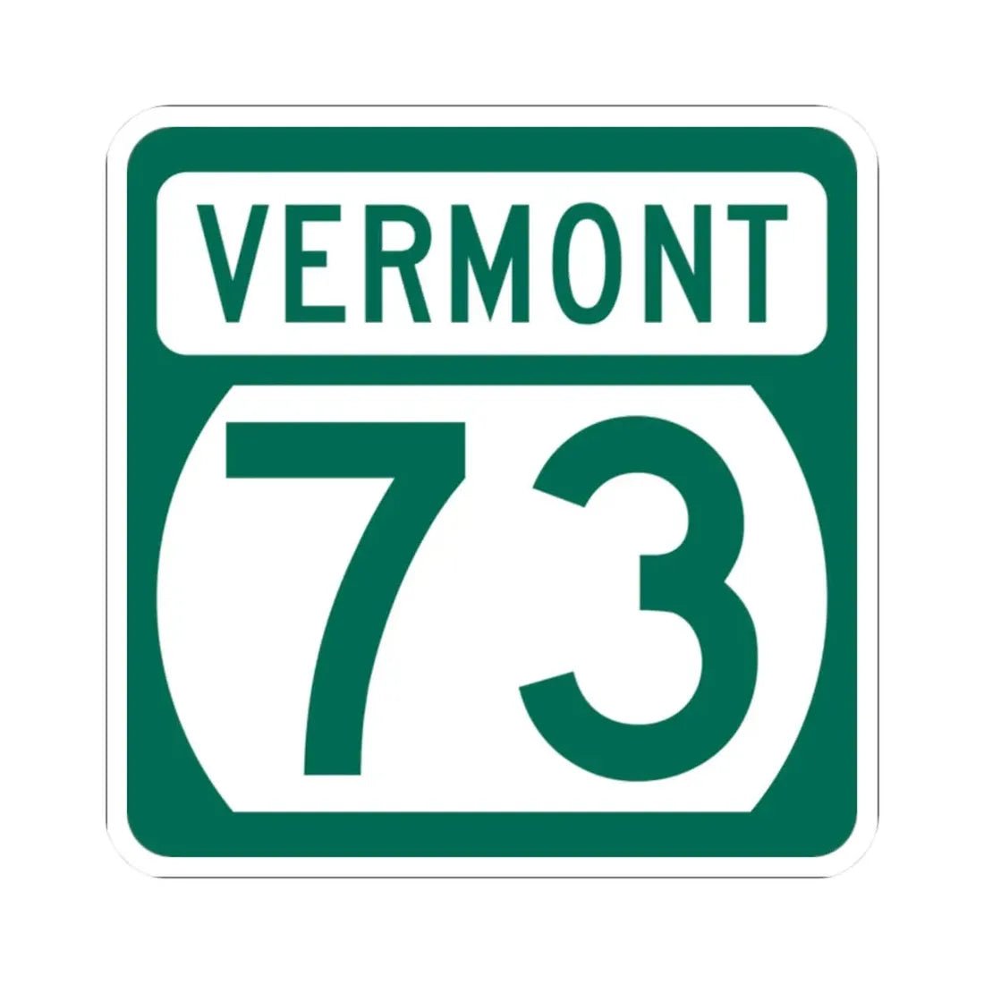 Vermont 73 (Vermont) (Road Sign) STICKER Vinyl Kiss-Cut Decal 2 Inch White - The Sticker Space