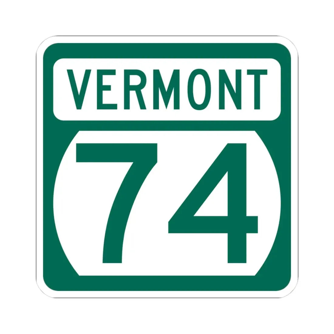Vermont 74 (Vermont) (Road Sign) STICKER Vinyl Kiss-Cut Decal 3 Inch White - The Sticker Space