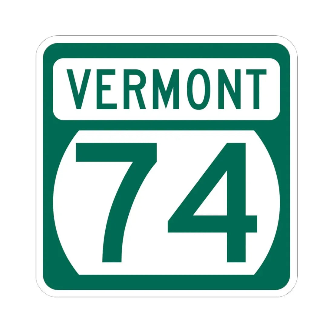 Vermont 74 (Vermont) (Road Sign) STICKER Vinyl Kiss-Cut Decal 4 Inch White - The Sticker Space