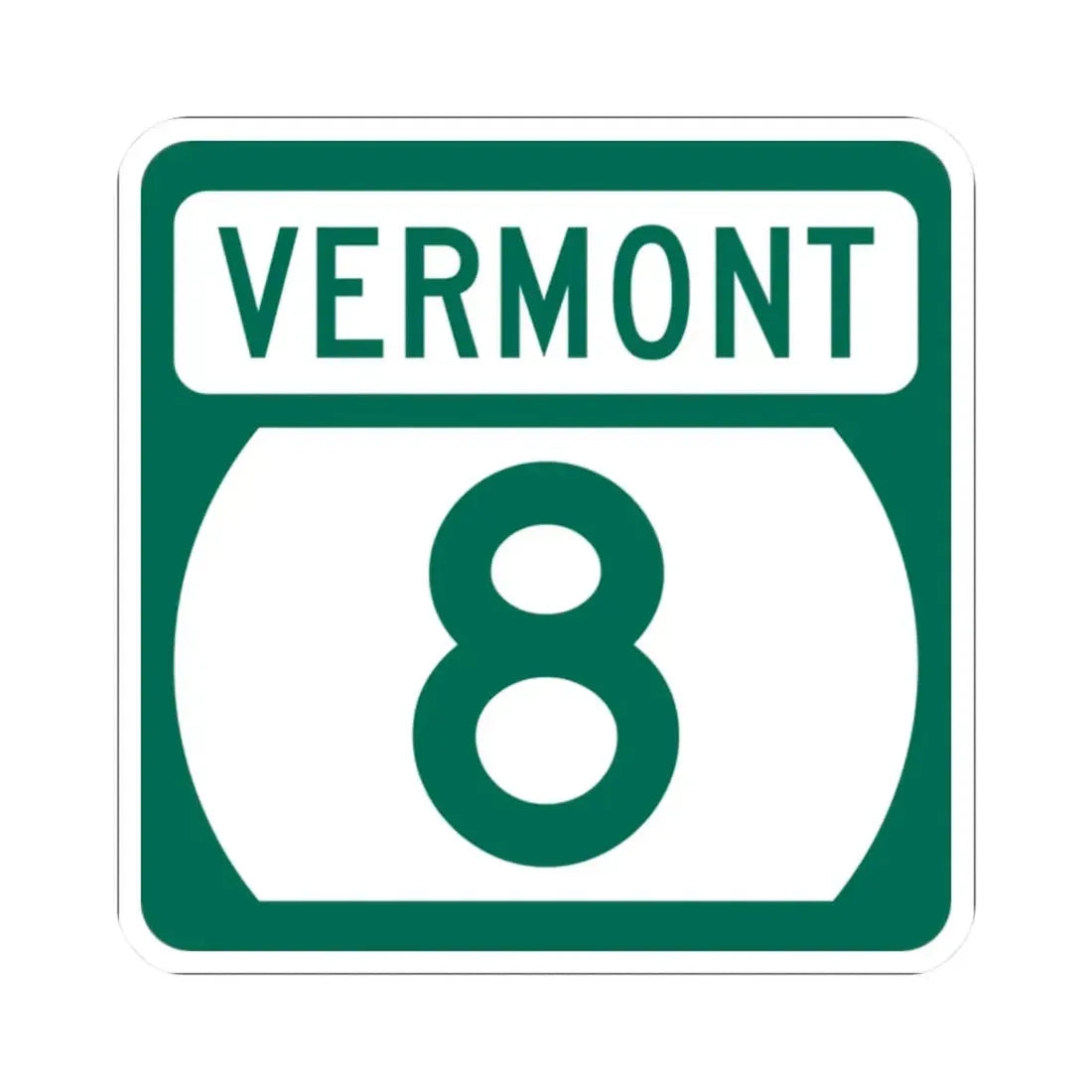 Vermont 8 (Vermont) (Road Sign) STICKER Vinyl Kiss-Cut Decal 2 Inch White - The Sticker Space