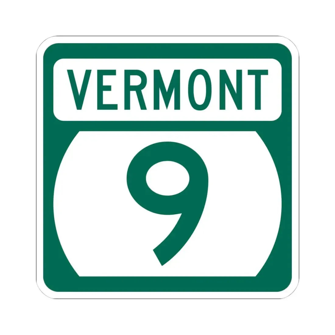 Vermont 9 (Vermont) (Road Sign) STICKER Vinyl Kiss-Cut Decal 4 Inch White - The Sticker Space