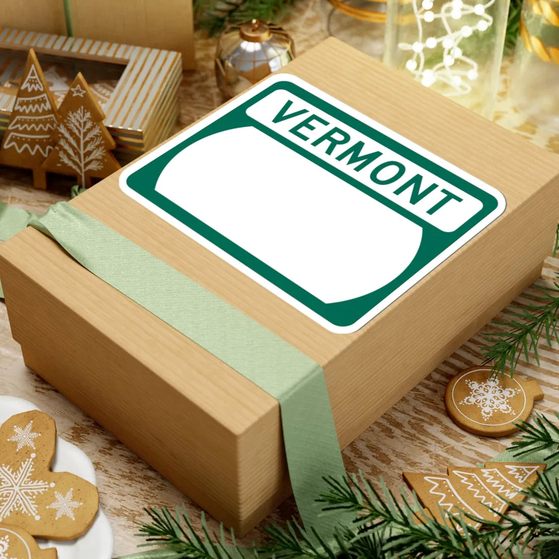Vermont blank wide (Vermont) (Road Sign) STICKER Vinyl Kiss-Cut Decal - The Sticker Space