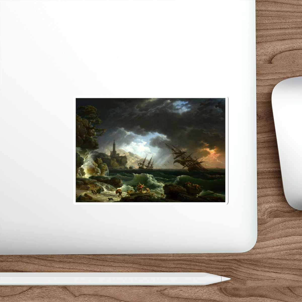 VERNET, Claude-Joseph - A Shipwreck in Stormy Seas (Artwork) STICKER Vinyl Die-Cut Decal-The Sticker Space