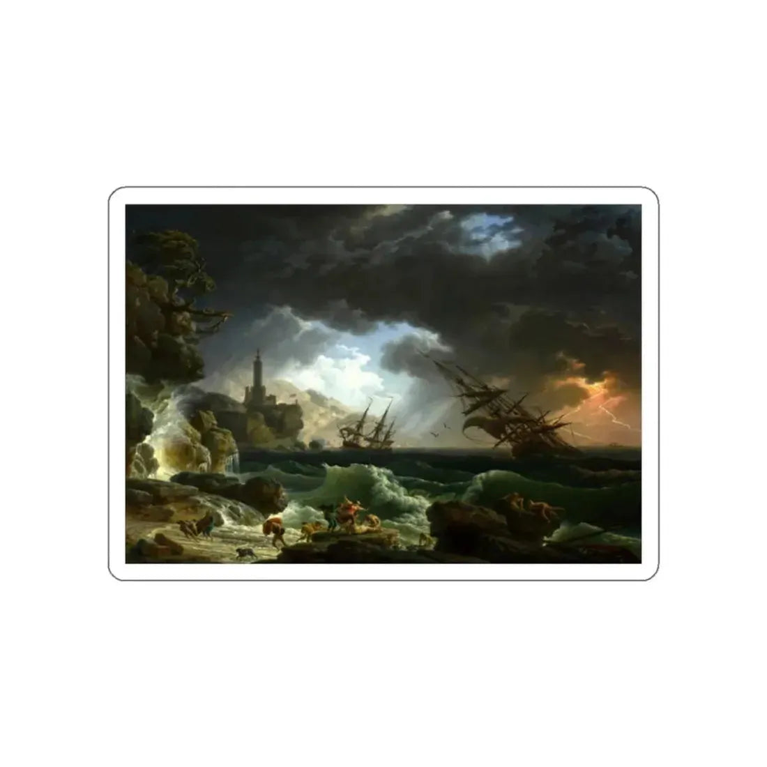 VERNET, Claude-Joseph - A Shipwreck in Stormy Seas (Artwork) STICKER Vinyl Die-Cut Decal White Die-Cut 2 Inch - The Sticker Space