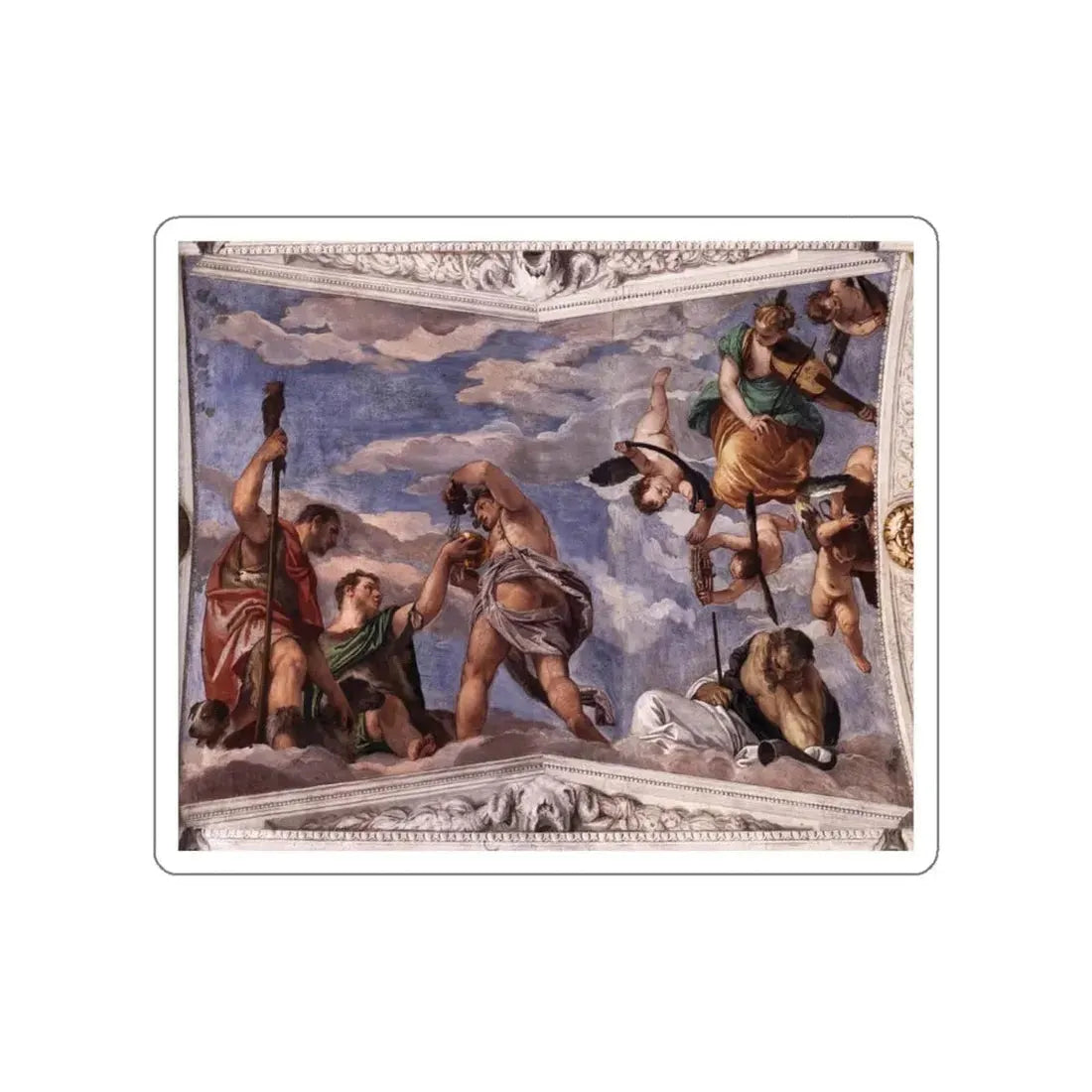 VERONESE, Paolo - Bacchus, Vertumnus and Saturn (Artwork) STICKER Vinyl Die-Cut Decal White Die-Cut 6 Inch - The Sticker Space