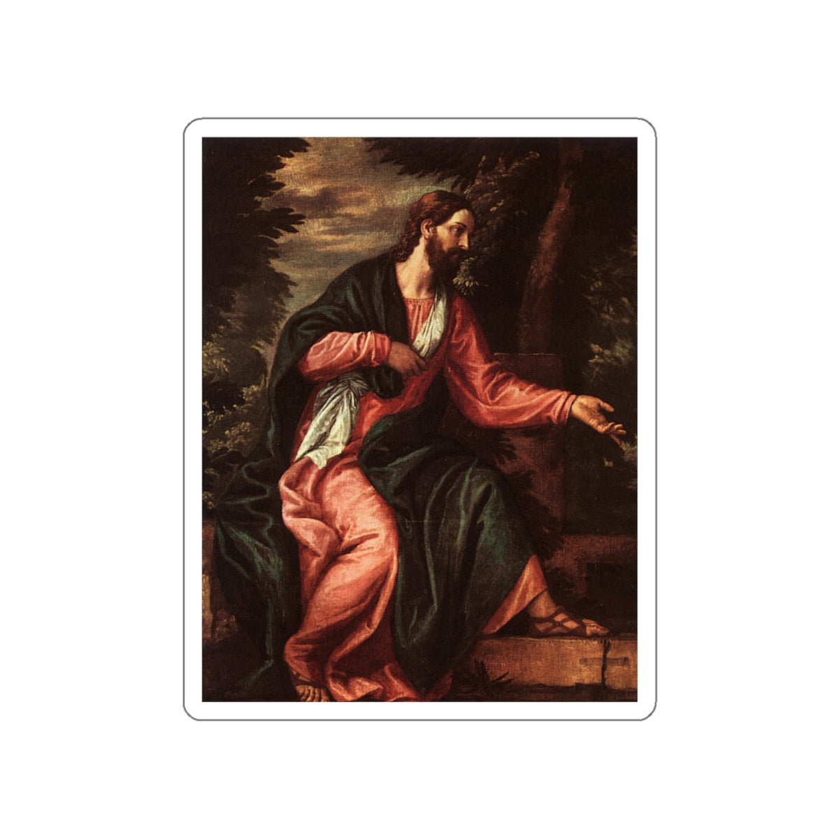 VERONESE, Paolo - Christ and the Woman of Samaria d (Artwork) STICKER Vinyl Die-Cut Decal-White-The Sticker Space