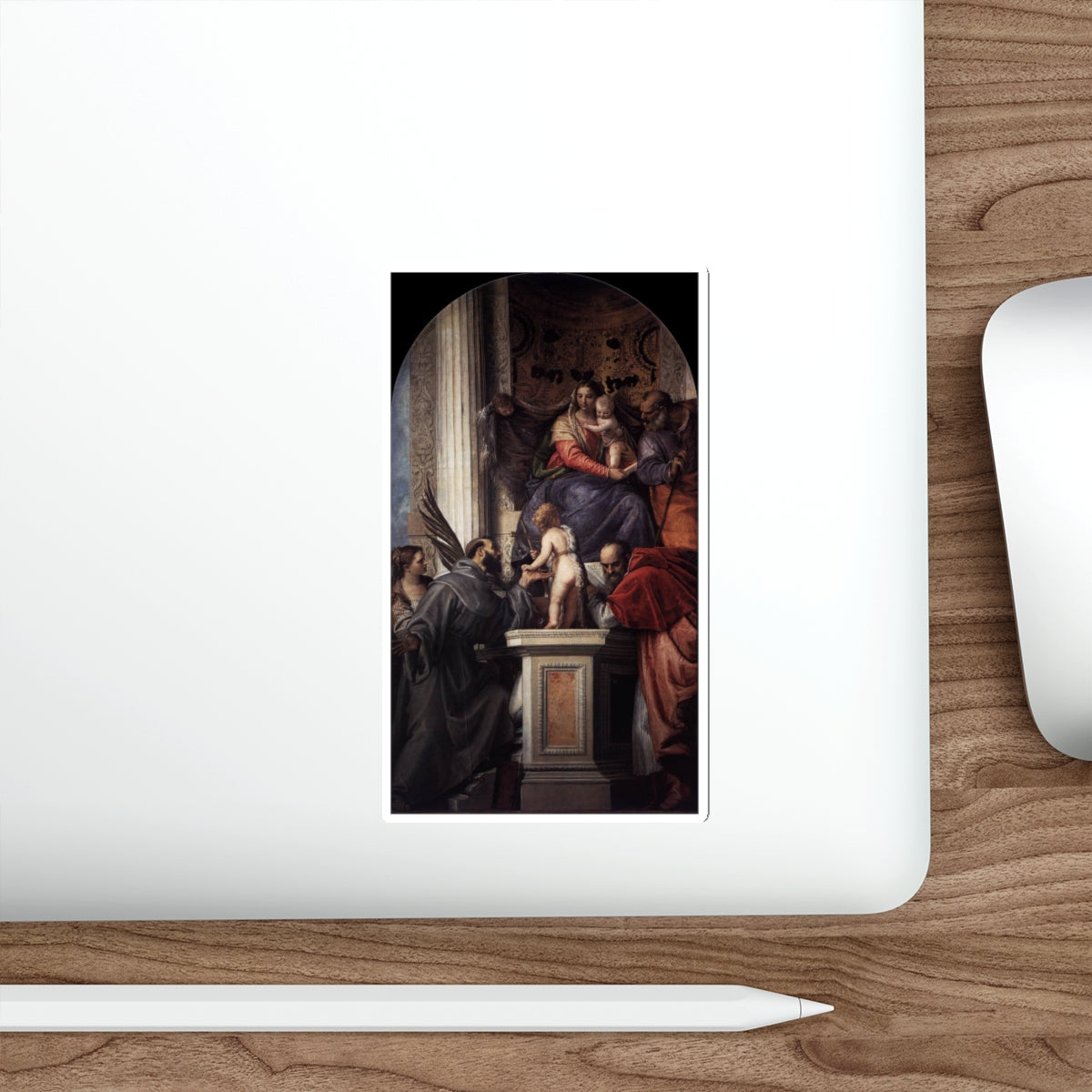 VERONESE, Paolo - Enthroned Madonna and Child, with the Infant St John the Baptist and Saints (Artwork) STICKER Vinyl Die-Cut Decal-The Sticker Space