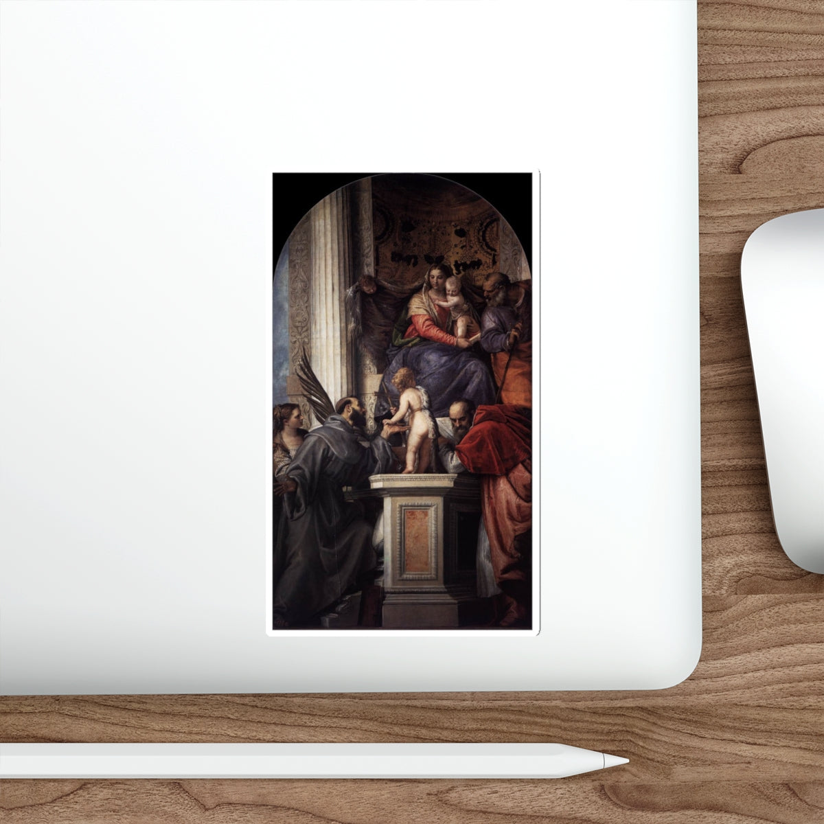 VERONESE, Paolo - Enthroned Madonna and Child, with the Infant St John the Baptist and Saints (Artwork) STICKER Vinyl Die-Cut Decal-The Sticker Space