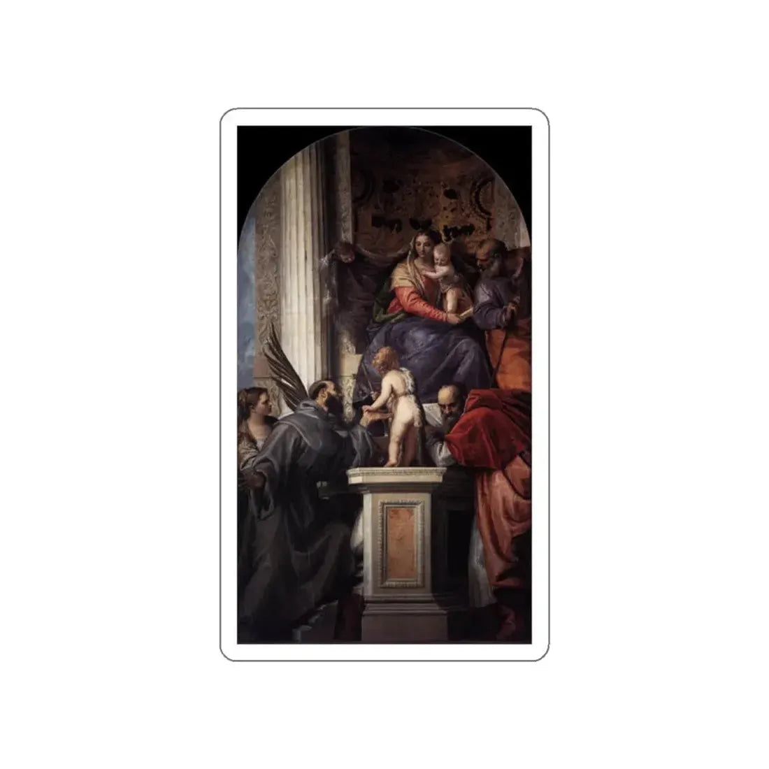 VERONESE, Paolo - Enthroned Madonna and Child, with the Infant St John the Baptist and Saints (Artwork) STICKER Vinyl Die-Cut Decal White Die-Cut 2 Inch - The Sticker Space