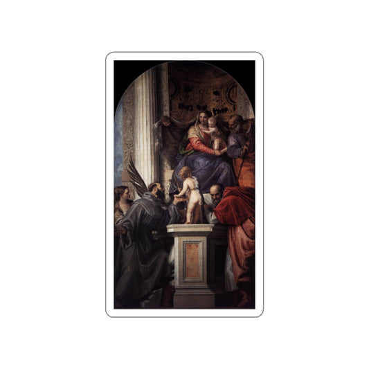 VERONESE, Paolo - Enthroned Madonna and Child, with the Infant St John the Baptist and Saints (Artwork) STICKER Vinyl Die-Cut Decal-White-The Sticker Space